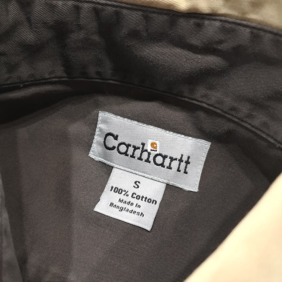 CK017 S 칼하트 00s 가죽패치 머스타드 반팔 워크 셔츠 남방 상품이미지3