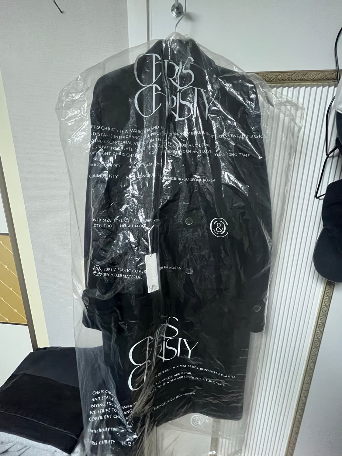 크리스크리스티 캐시미어 블렌드 오버 더블 코트 블랙 100 상품이미지6