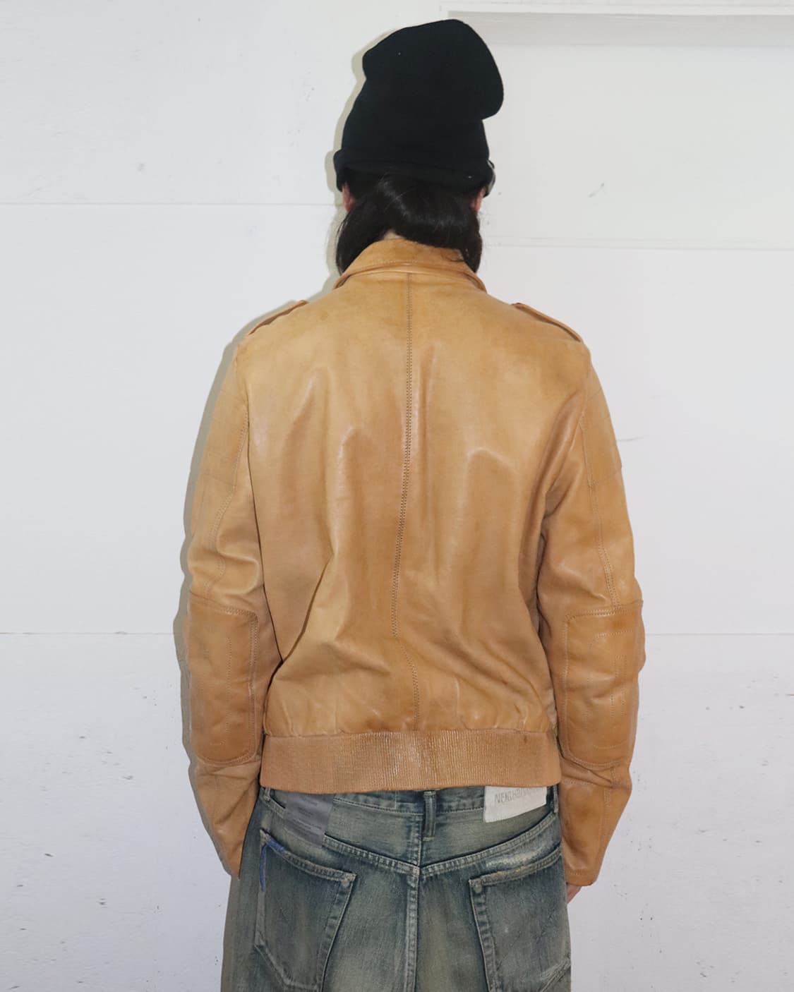 구찌 by 톰 포드 엘보우 패치 디테일 레더 블루종 상품이미지2