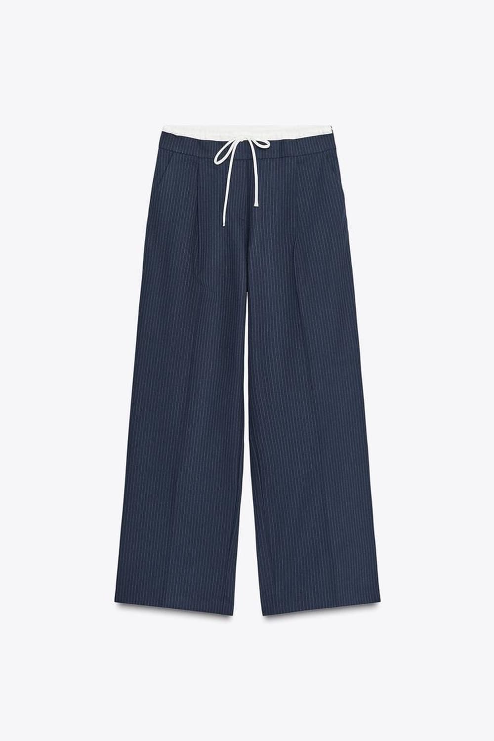 자라 더블 웨이스트 와이드 팬츠 스트라이프 상품이미지1