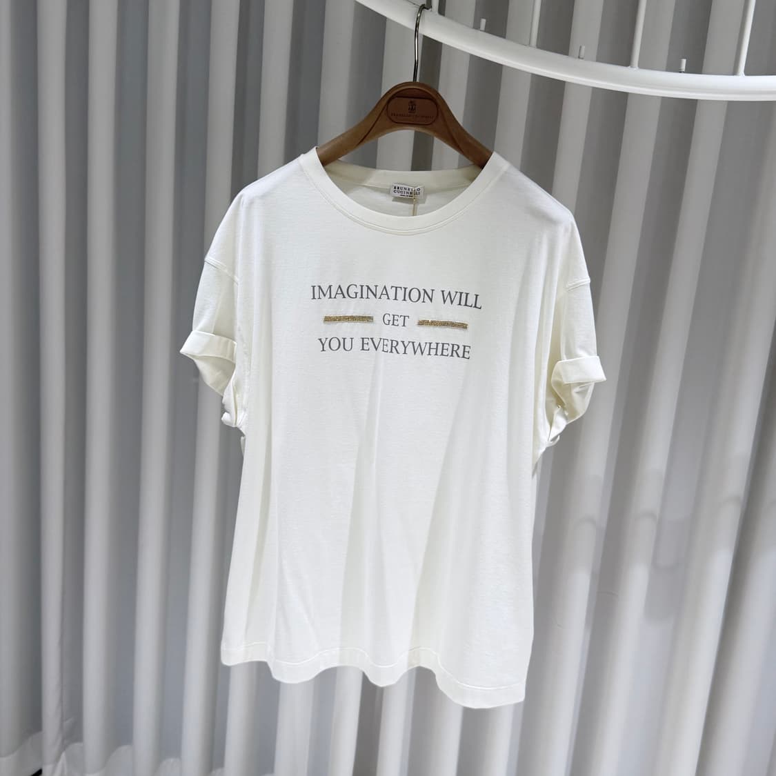 (A+/XL) / 브루넬로쿠치넬리 프린트 화이트 코튼 반팔 티셔츠 상품이미지2