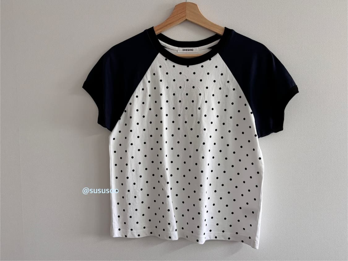오헤시오 dot raglan t-shirt white (땡땡이티셔츠…) 상품이미지1