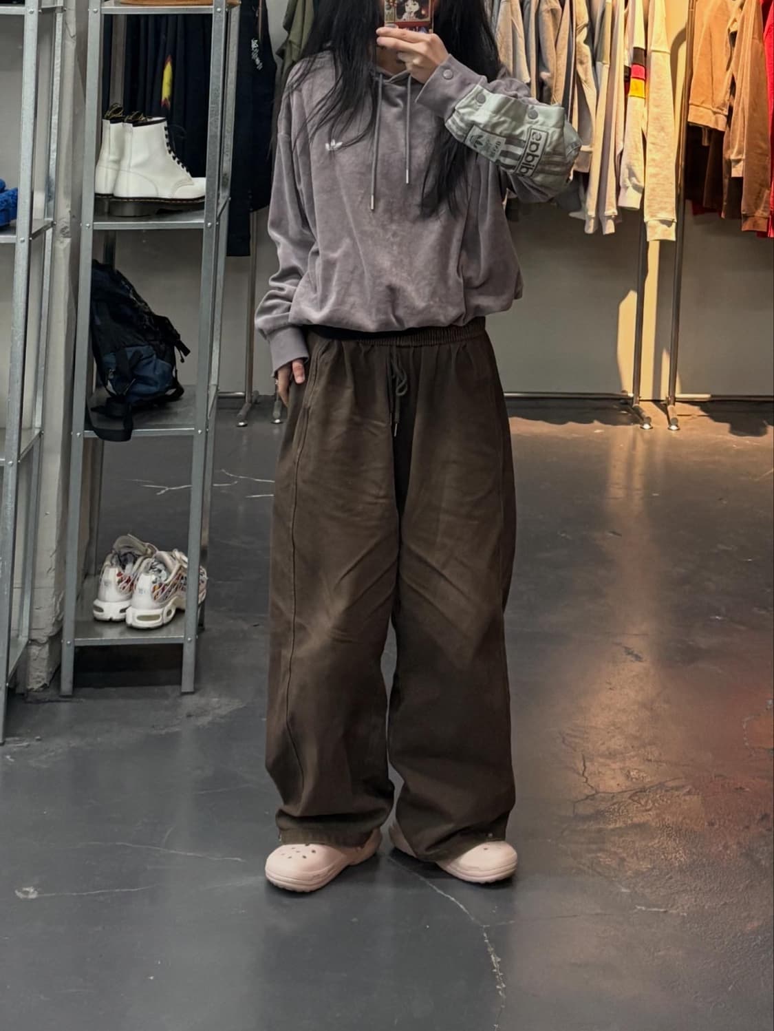 아디다스 아디브레이크 벨루어 퍼플그레이 후디 A3096 상품이미지1