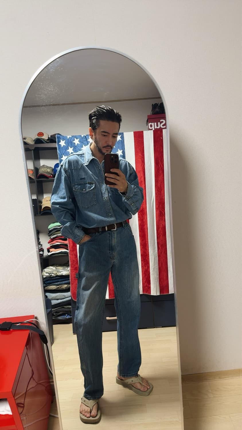 랭글러 웨스턴 데님셔츠   Western Shirt 빈티지 [XL] 상품이미지5