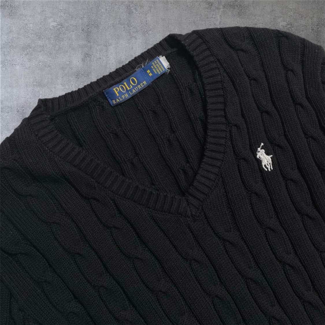 폴로 랄프로렌 블랙 케이블 브이넥 니트 M 상품이미지2