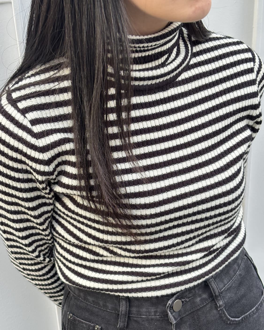 일본빈티지 스트라이프 목폴라 상품이미지1