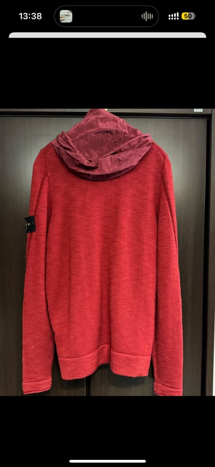 스톤아일랜드 후드 니트 집업 레드 m사이즈 상품이미지2