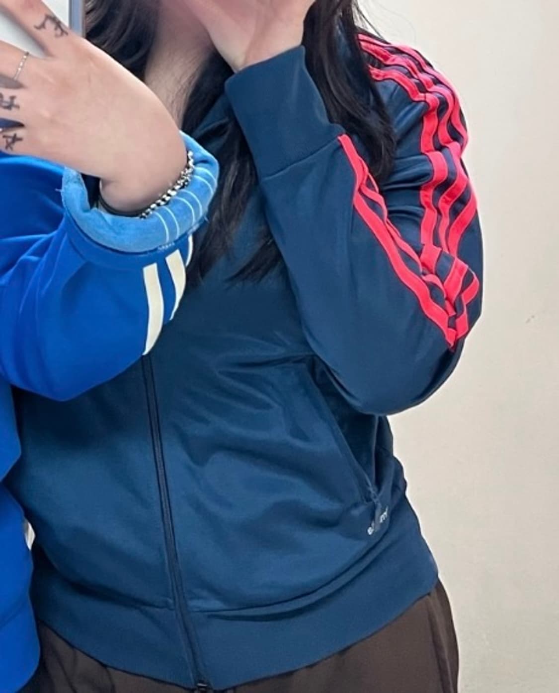 아디다스(Adidas) 져지 네이비 핑크 트랙탑 남색 상품이미지3