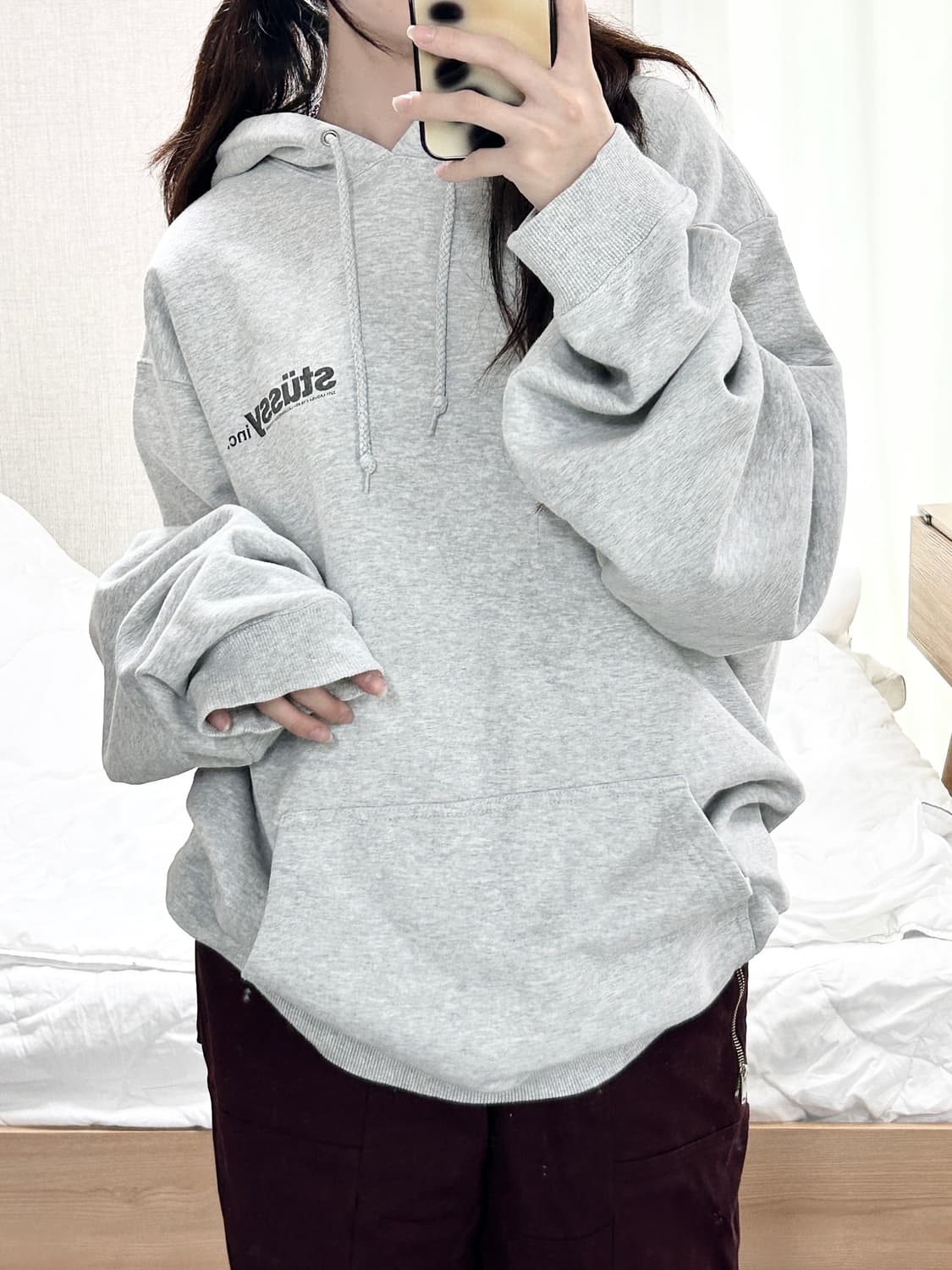 스투시 빅로고  그레이 후드 상품이미지5