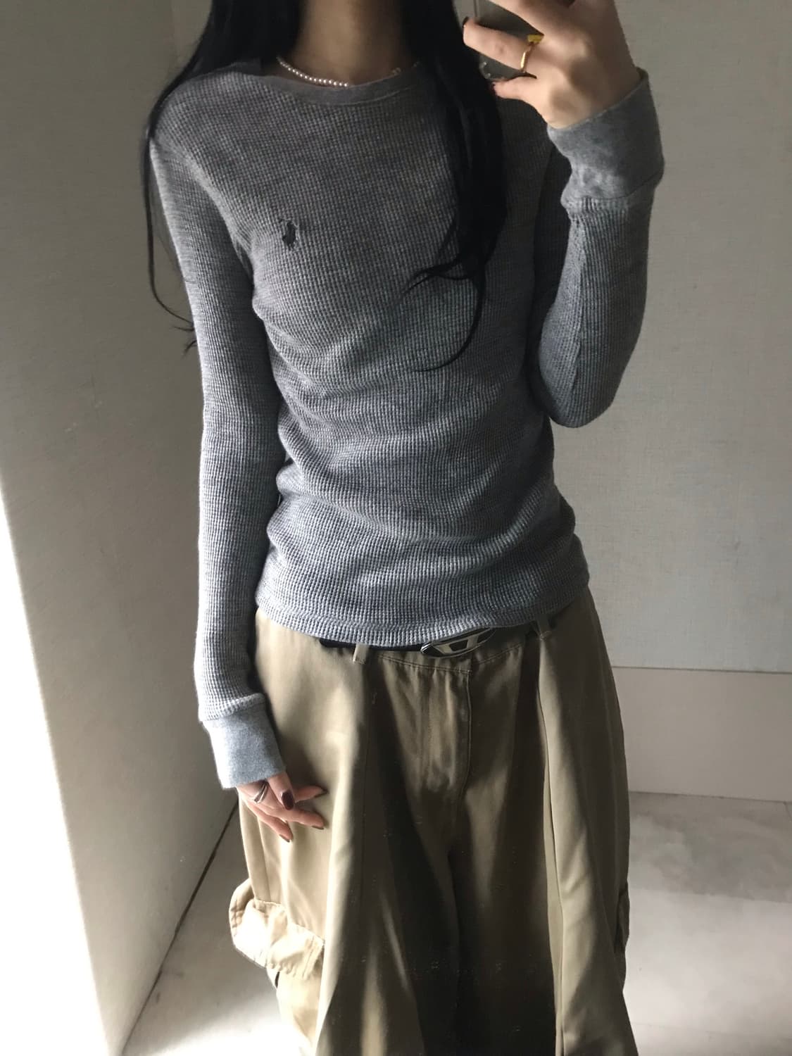 폴로 그레이 와플 롱슬리브 상품이미지1