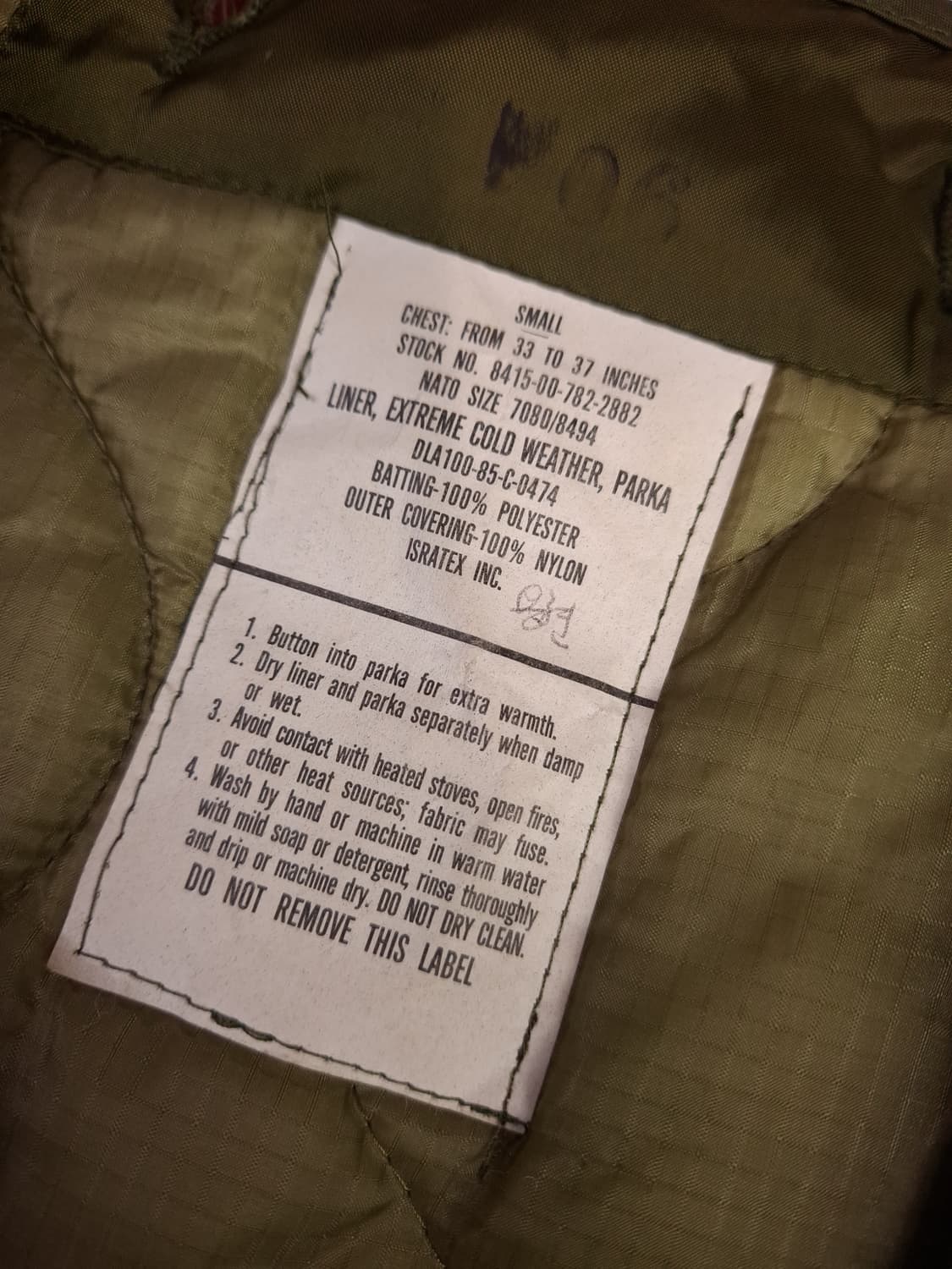 새제품 오리지날 미군 M-65피쉬테일 개파카 스몰 풀셋트 상품이미지4