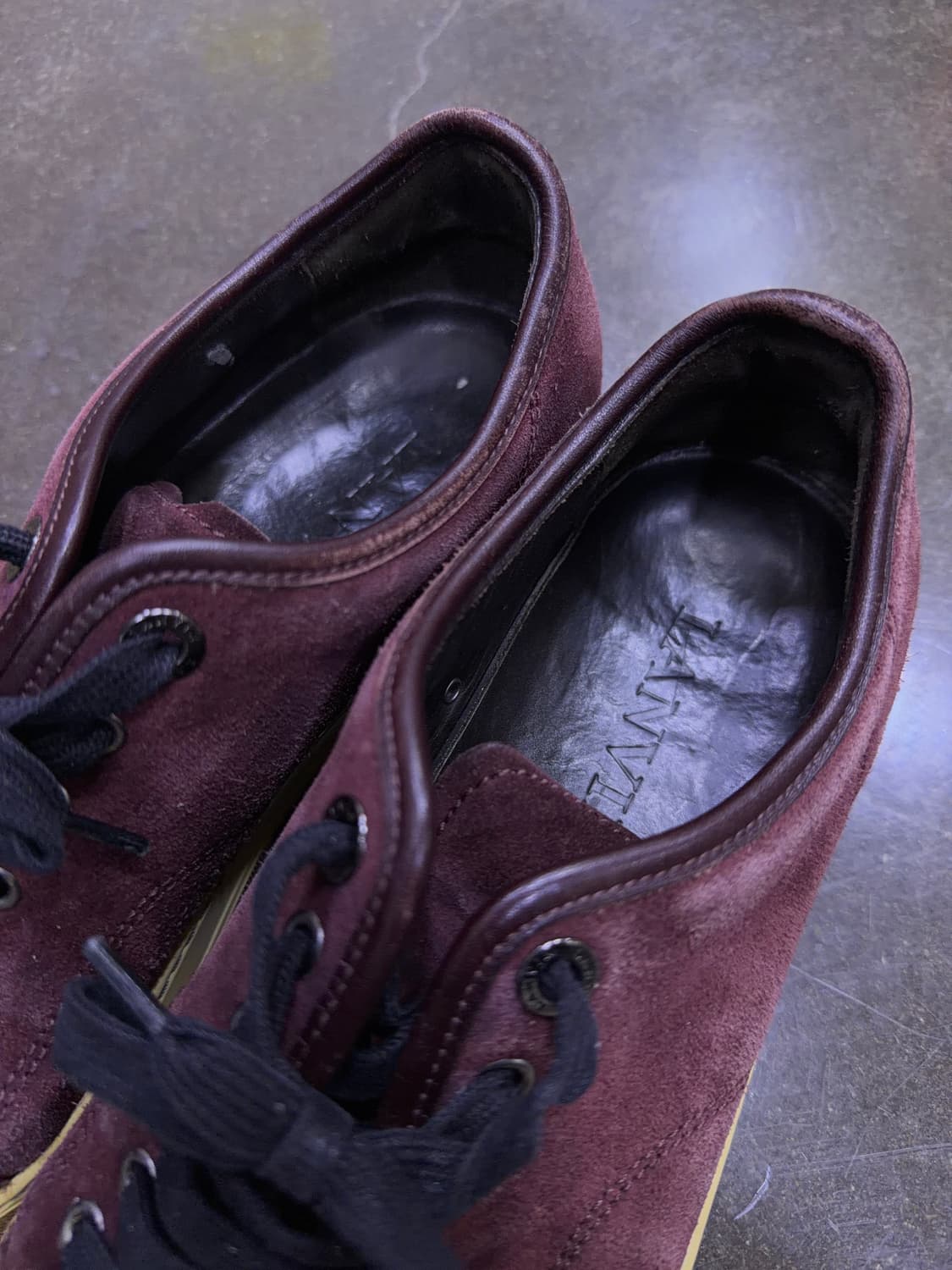 랑방 벨루어 스웨이드 레더 버건디 블랙 스니커즈 6 (250) 상품이미지5