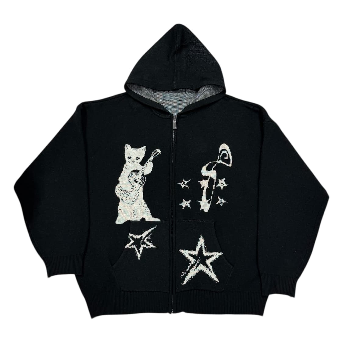 레더리 인사이드 더 클로젯 고양이 캣 니트 후드집업 블랙 L 상품이미지1