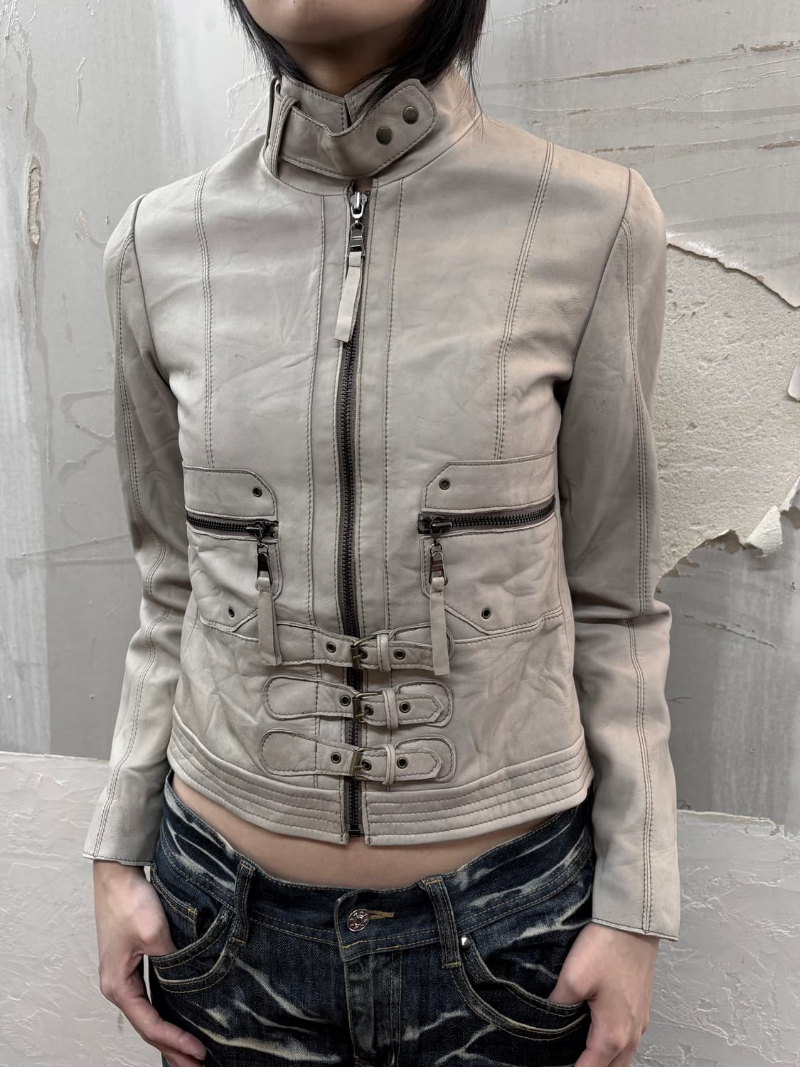 beige detail sheepskin jacket 상품이미지1