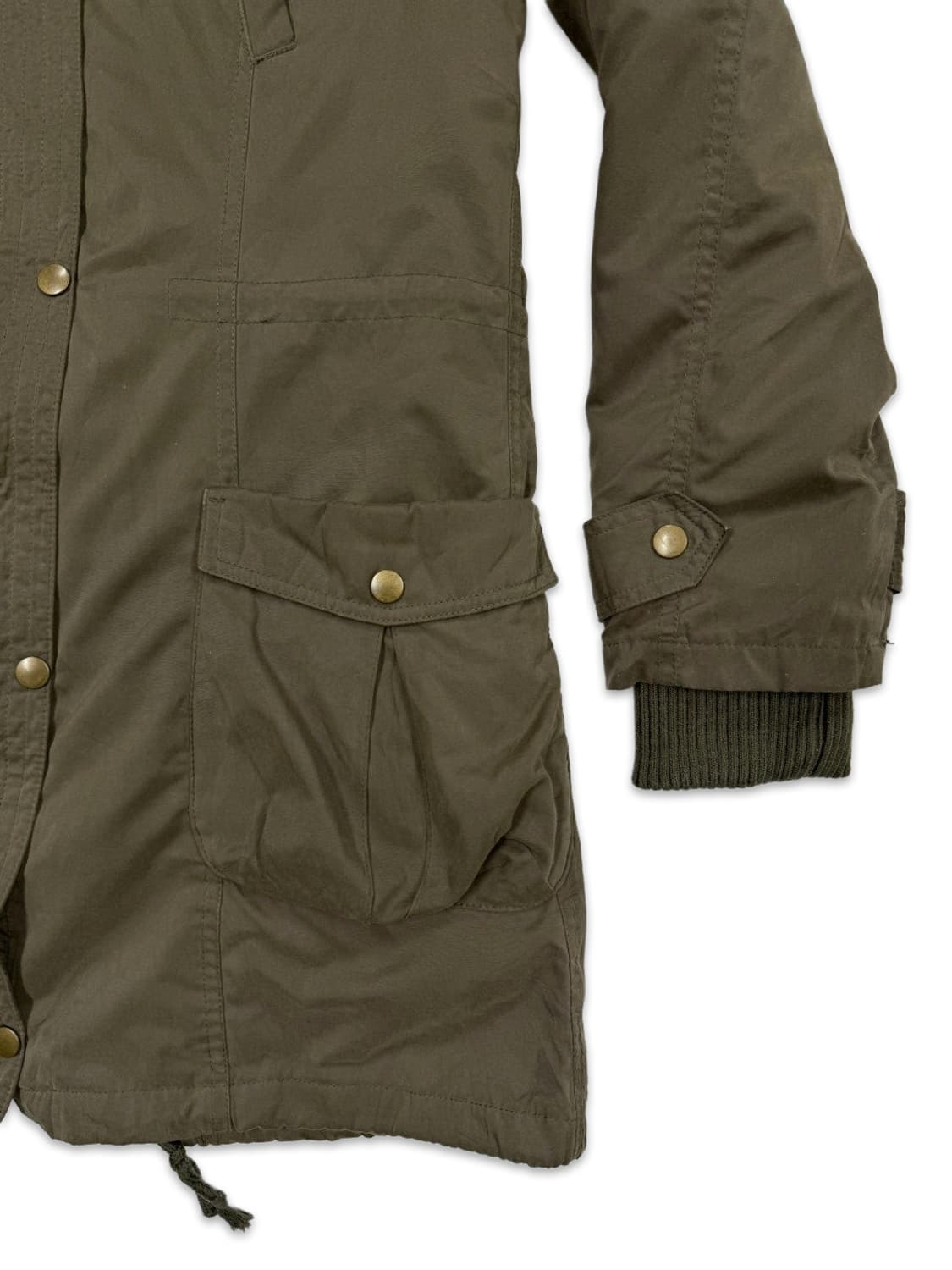 빈티지 CLEF DE SOL 카키 퍼 후드 집업 야상 상품이미지7