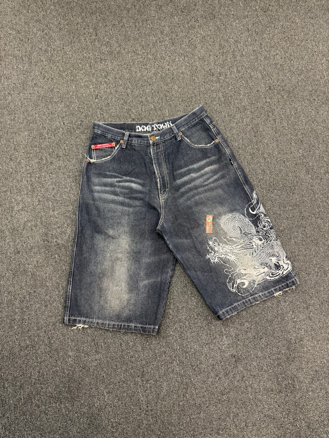 L)도그타운 빈티지 오리엔탈 자수 포인트 버뮤다 데님팬츠 상품이미지1
