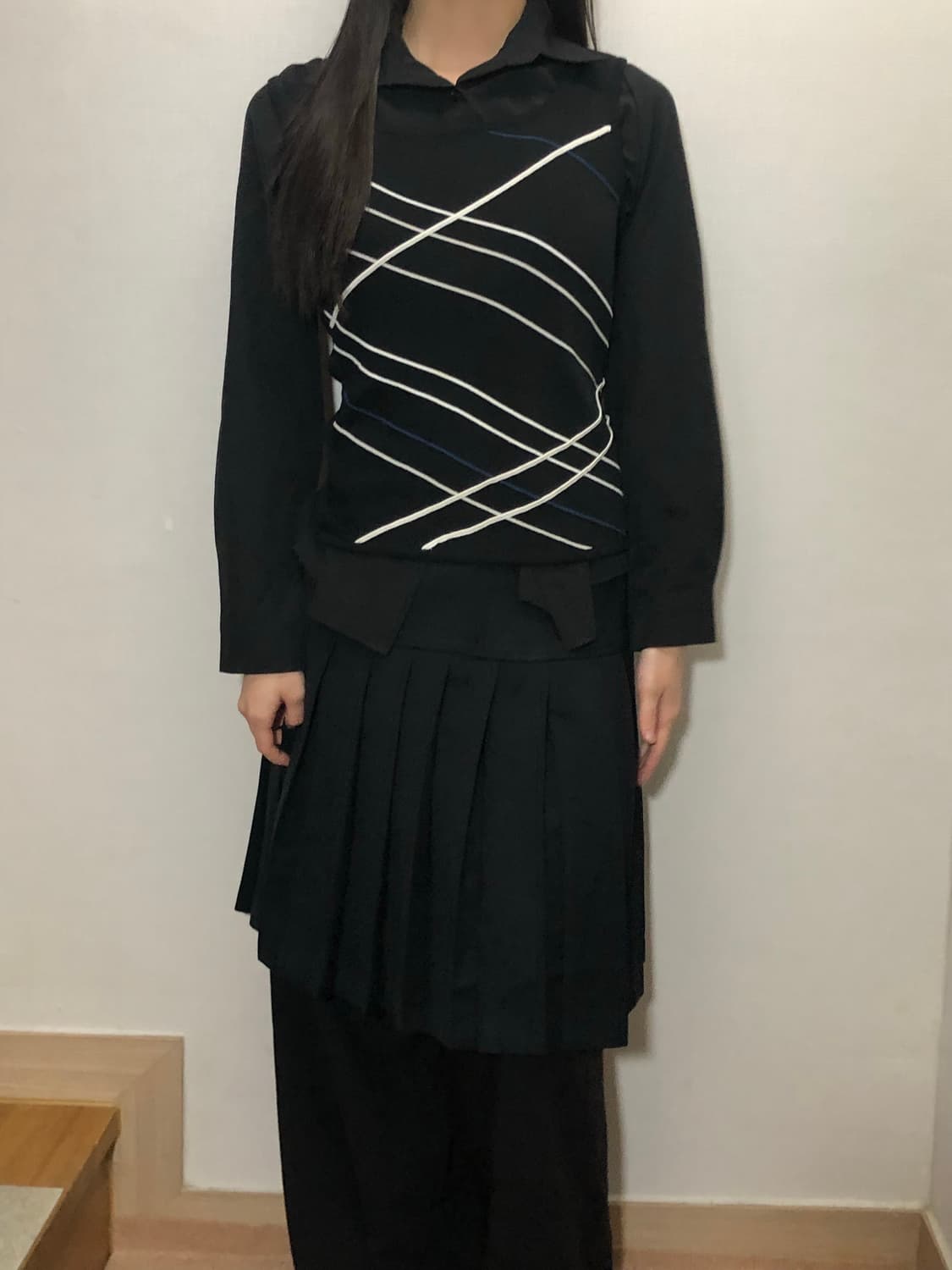 빈티지 블랙 스트라이프 슬리브리스 상품이미지4