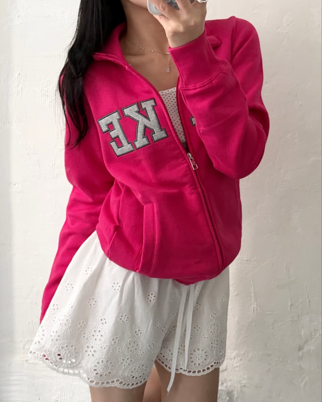 Nike 나이키 스펠로고 핑크컬러 코튼 집업 상품이미지2