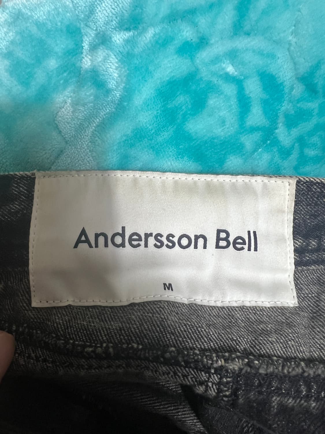 앤더슨벨 패치워크 데님 와이드 진 블랙 상품이미지5