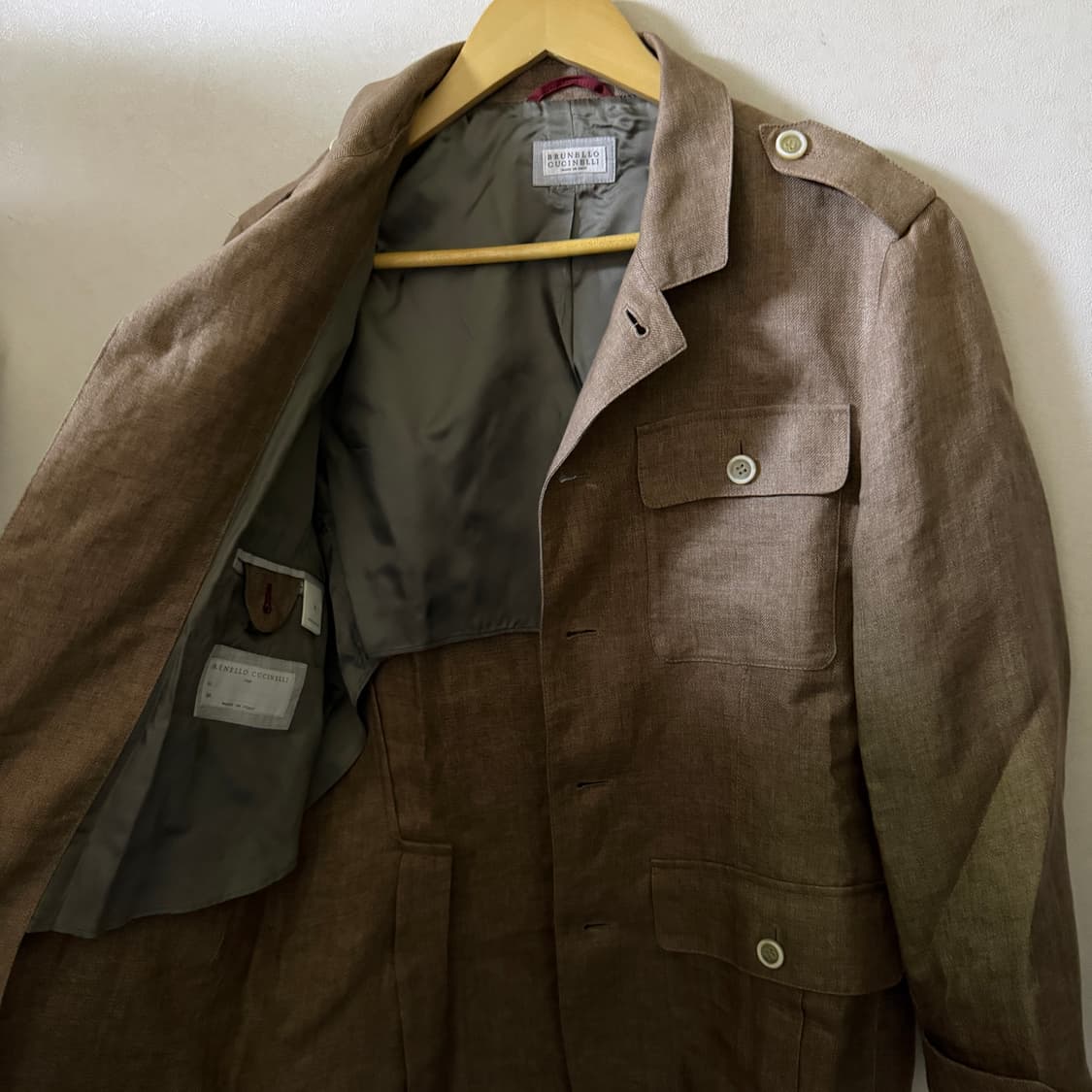 브루넬로 쿠치넬리 린넨 견장 셔츠 자켓 46 (95) 상품이미지6