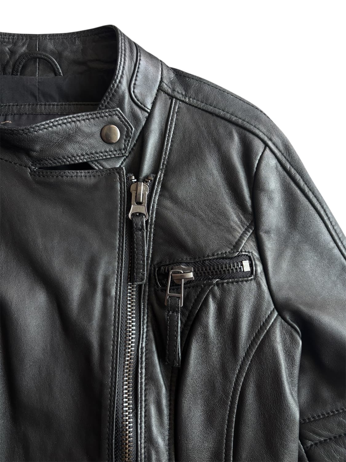 [램스킨] ZARA 퀼팅 슬림핏 바이커 레더자켓 상품이미지4