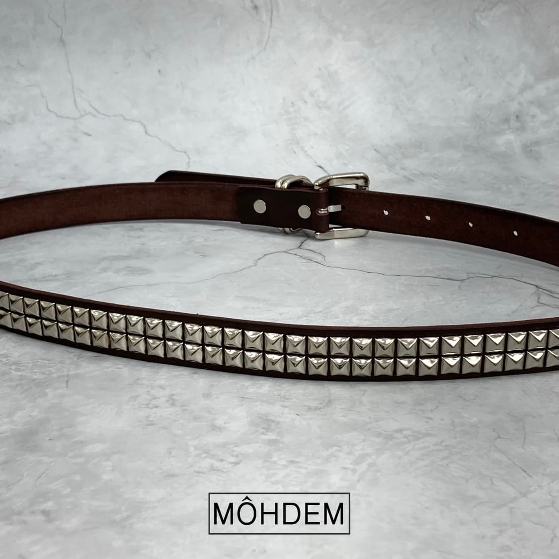 [Unisex] 락시크 스터드 웨스턴 가죽 벨트 브라운 상품이미지5