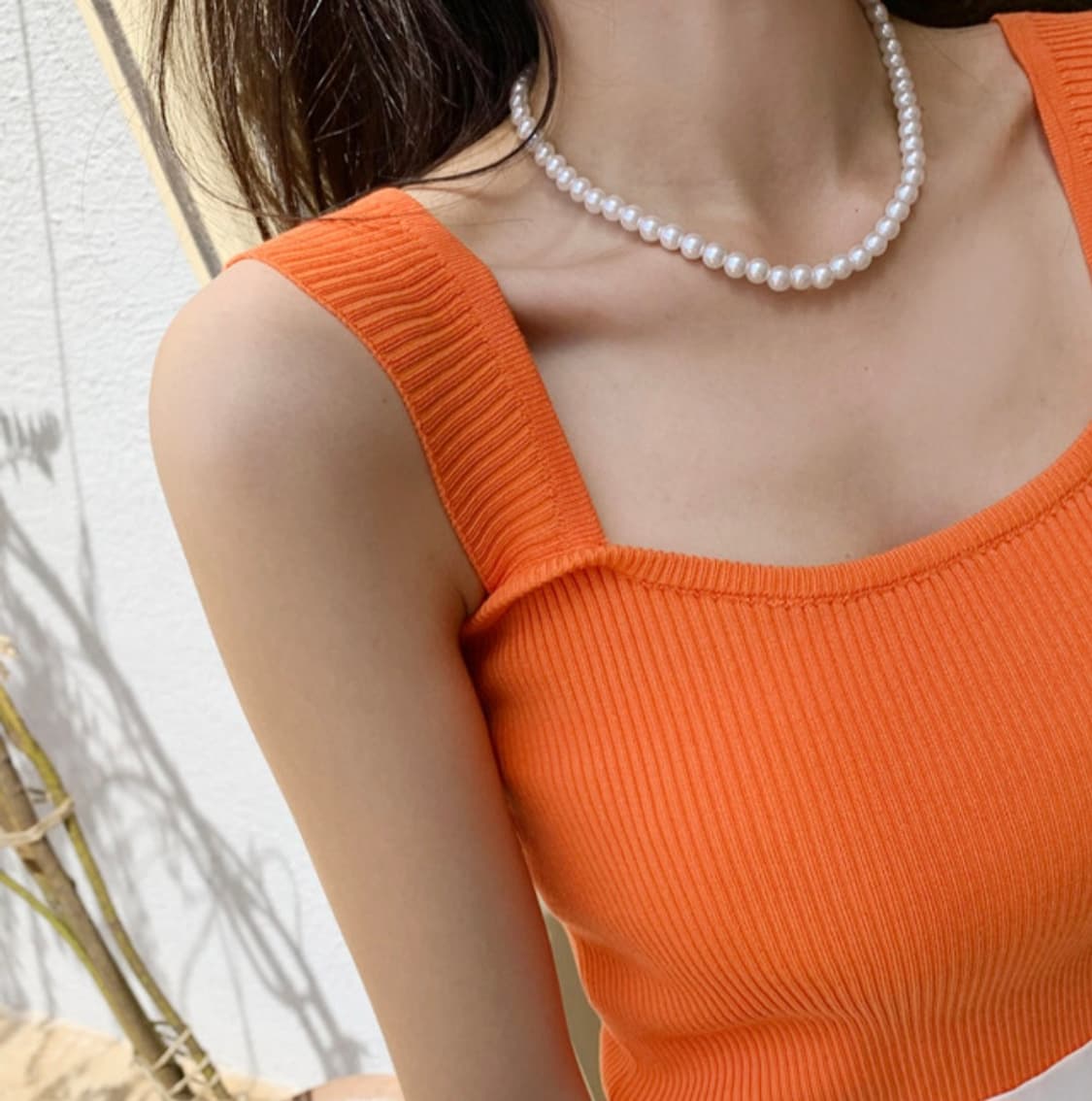 블랙 스퀘어넥 끈 나시 니트 상품이미지2