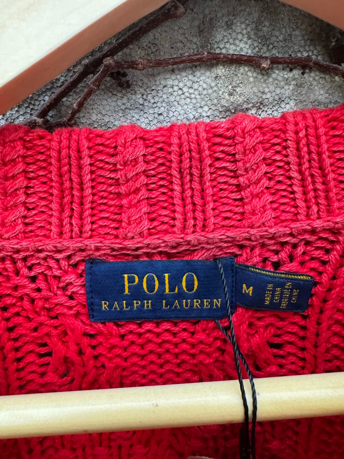 폴로 랄프로렌 빈티지 선페이딩 꽈배기 니트 레드 m 상품이미지4