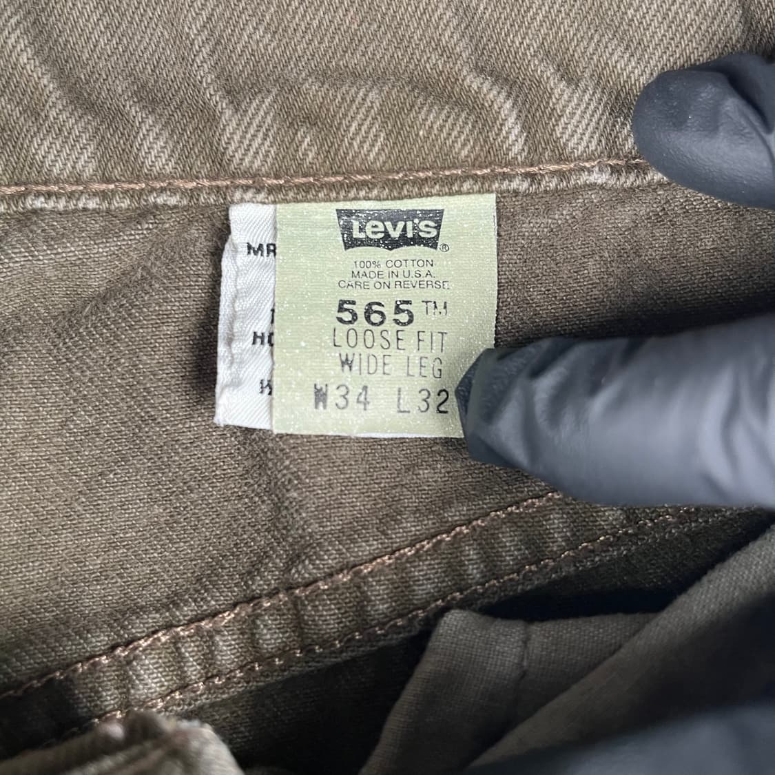 빈티지 리바이스 565 루즈핏 와이드 레그 데님 카키 상품이미지3