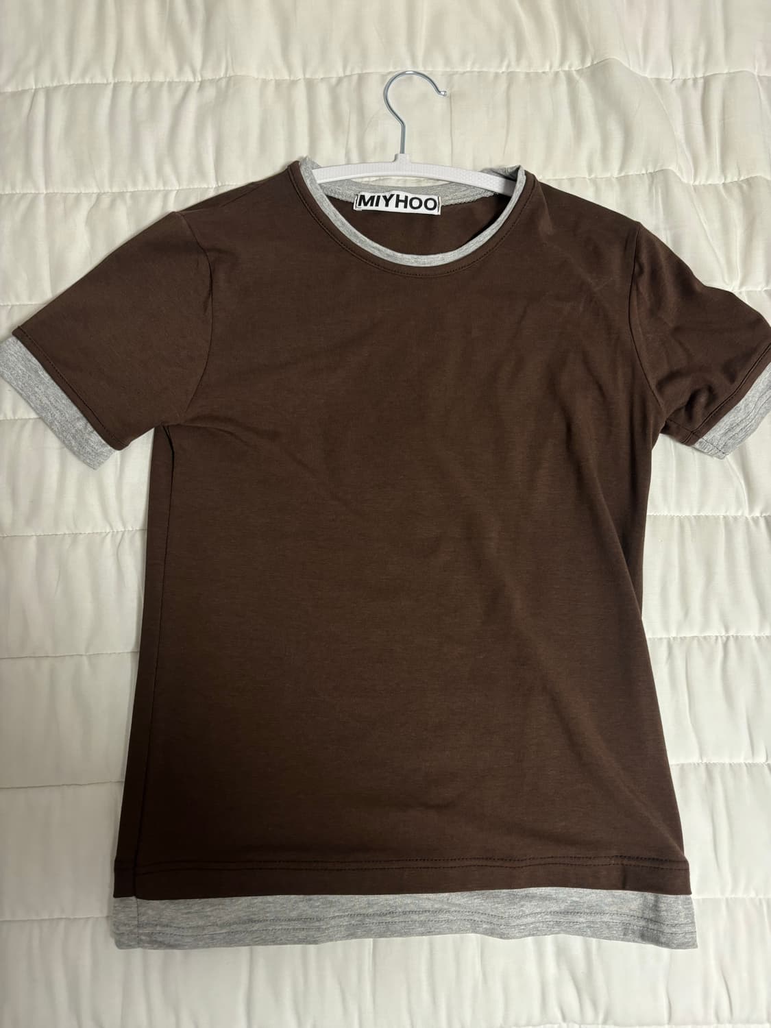 Miyhoo TWO-TONE LAYERED SLIM T-SHIRT 상품이미지3
