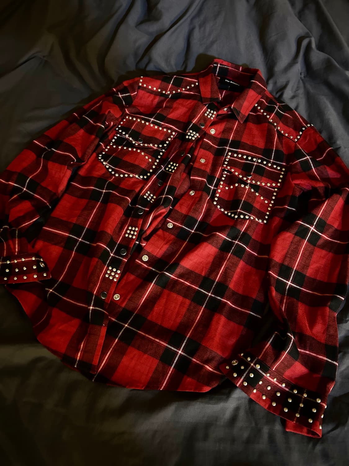 Stud Detail Check Pattern Shirts 상품이미지1