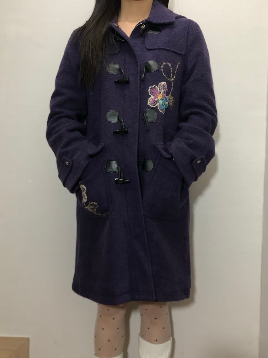 빈티지 퍼플 더플 롱 코트 상품이미지4