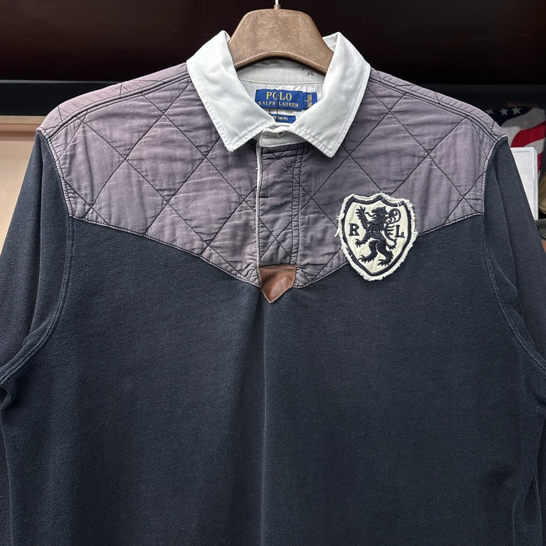 신형라벨 폴로 랄프로렌 퀼팅 숄더패치 럭비셔츠 쉴드와펜 N1005  상품이미지3