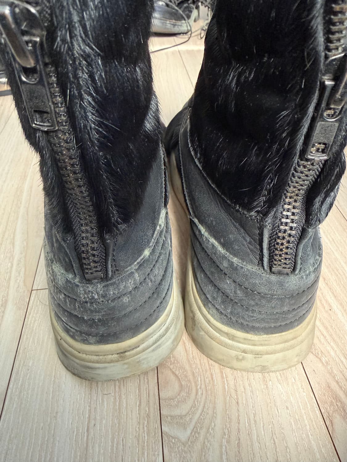 블랙 송치 레더 레이스업부츠 상품이미지5