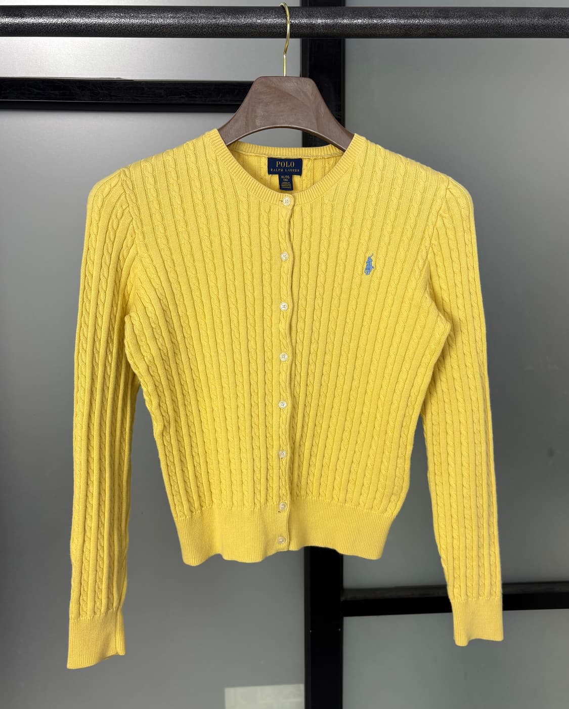 [L]POLO 옐로우 꽈배기 가디건  상품이미지1