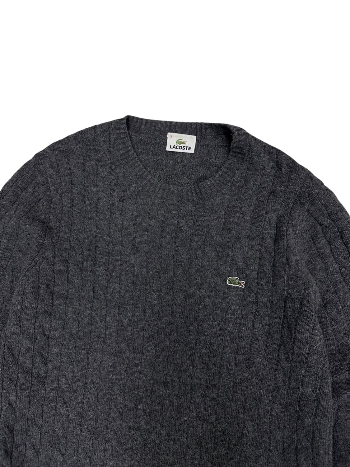 라코스테 울100% 꽈배기 니트 차콜 (3,M) 상품이미지2