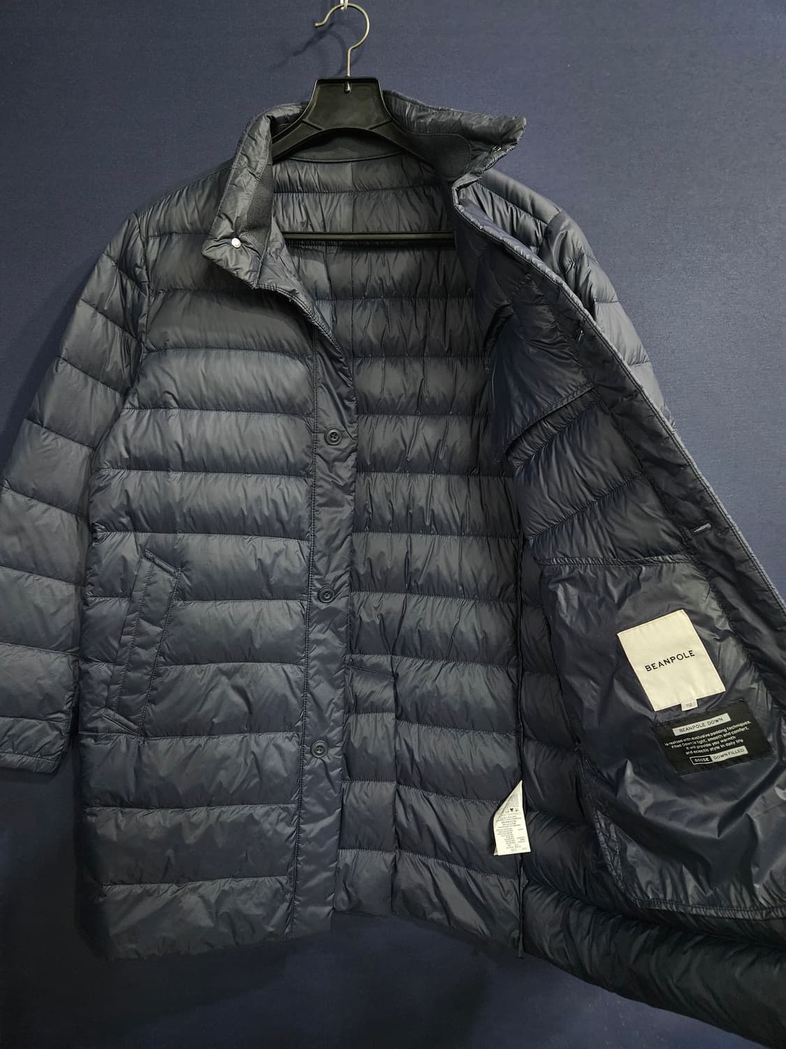 빈폴 네이비컬러 남성 105 구스다운 하프 경량패딩  상품이미지8