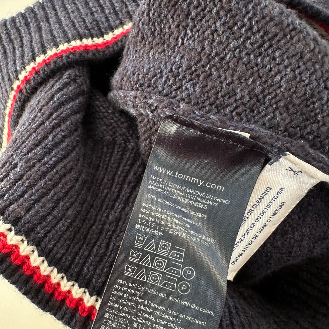 XXL 타미힐피거 나염네이비 루즈핏 라운드 면니트 상품이미지6