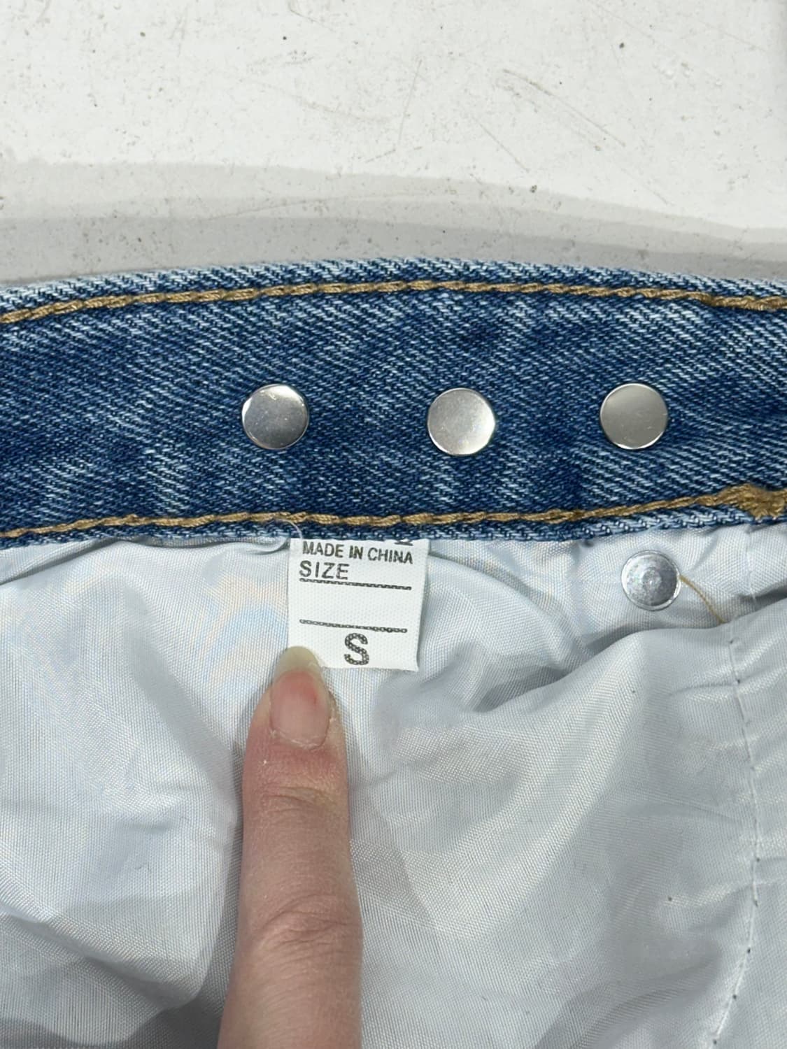 빈티지 중청 와이드 화이트 삼선 데님 청바지 S  상품이미지7