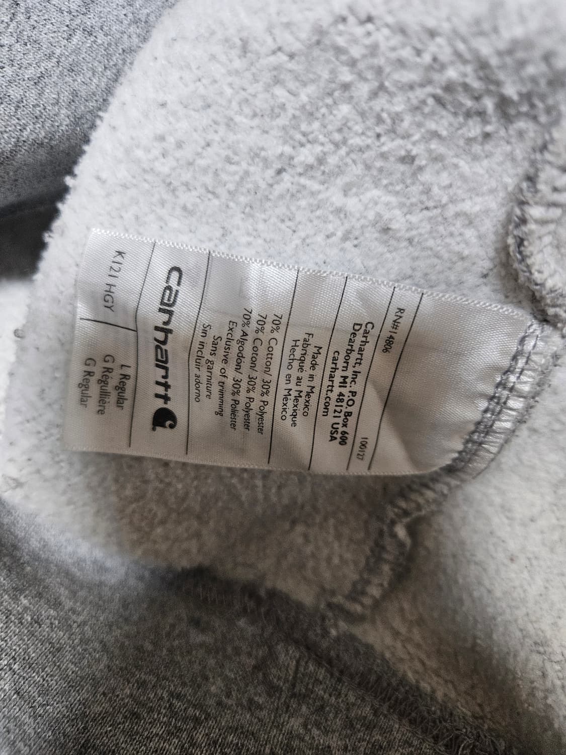 칼하트 그레이 후드티 상품이미지4