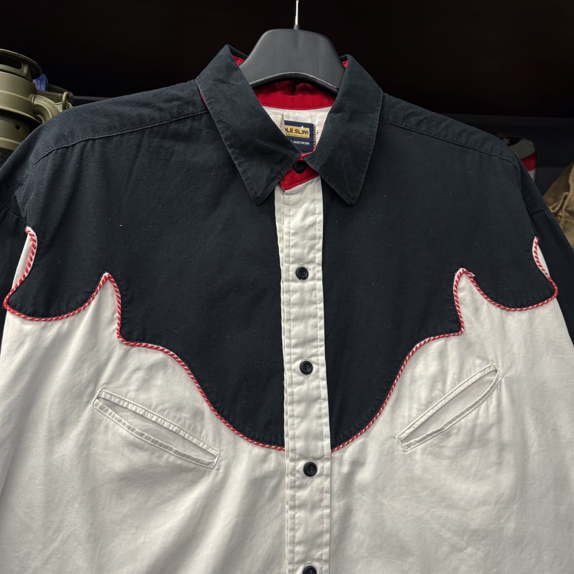 90s 팬핸들 슬림 웨이브 파이핑 요크 오버사이즈 웨스턴셔츠 N600 상품이미지3