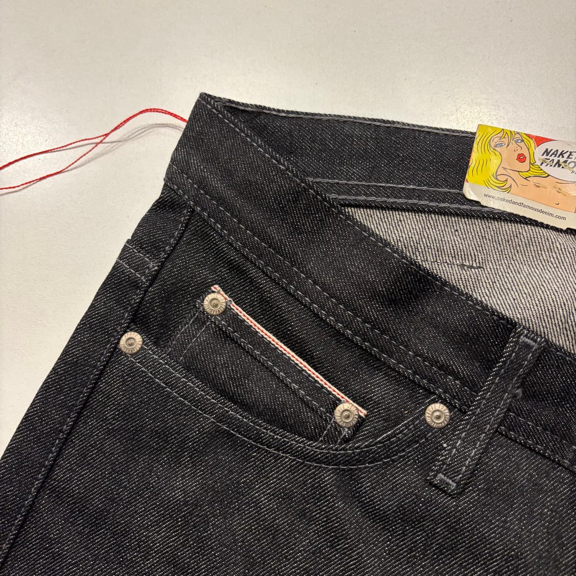 [29] 네이키드앤페이머스 블랙 셀비지 데님 팬츠 청바지 D584 상품이미지8