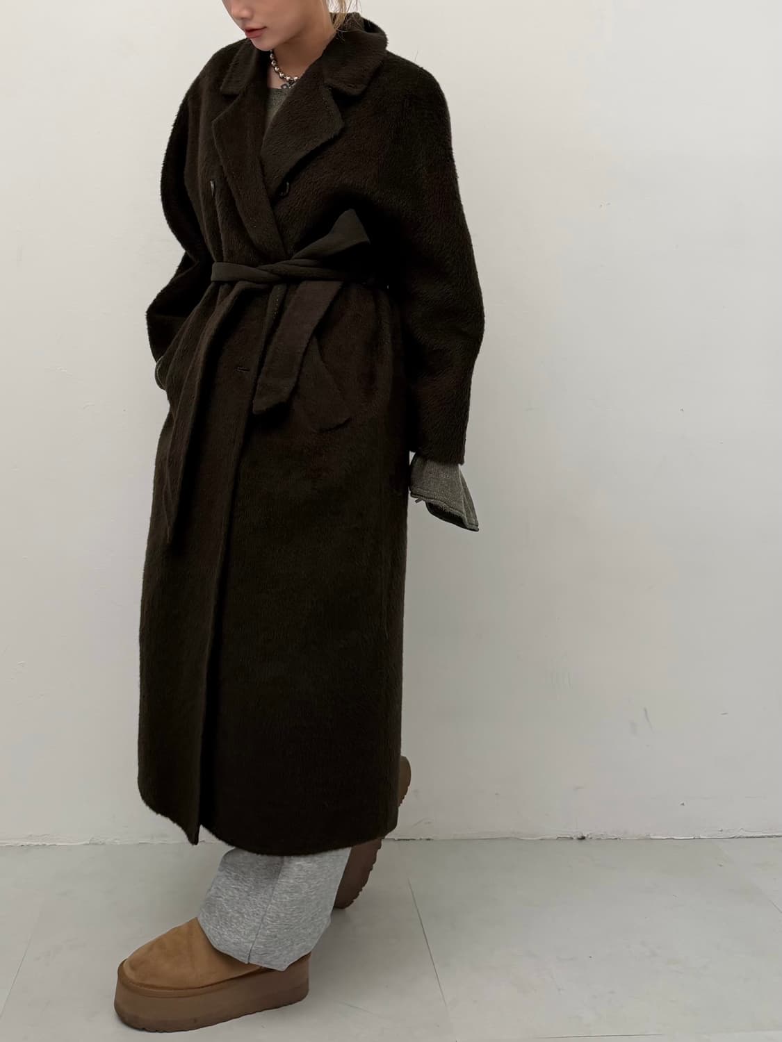 카키 오버핏 롱코트 상품이미지2