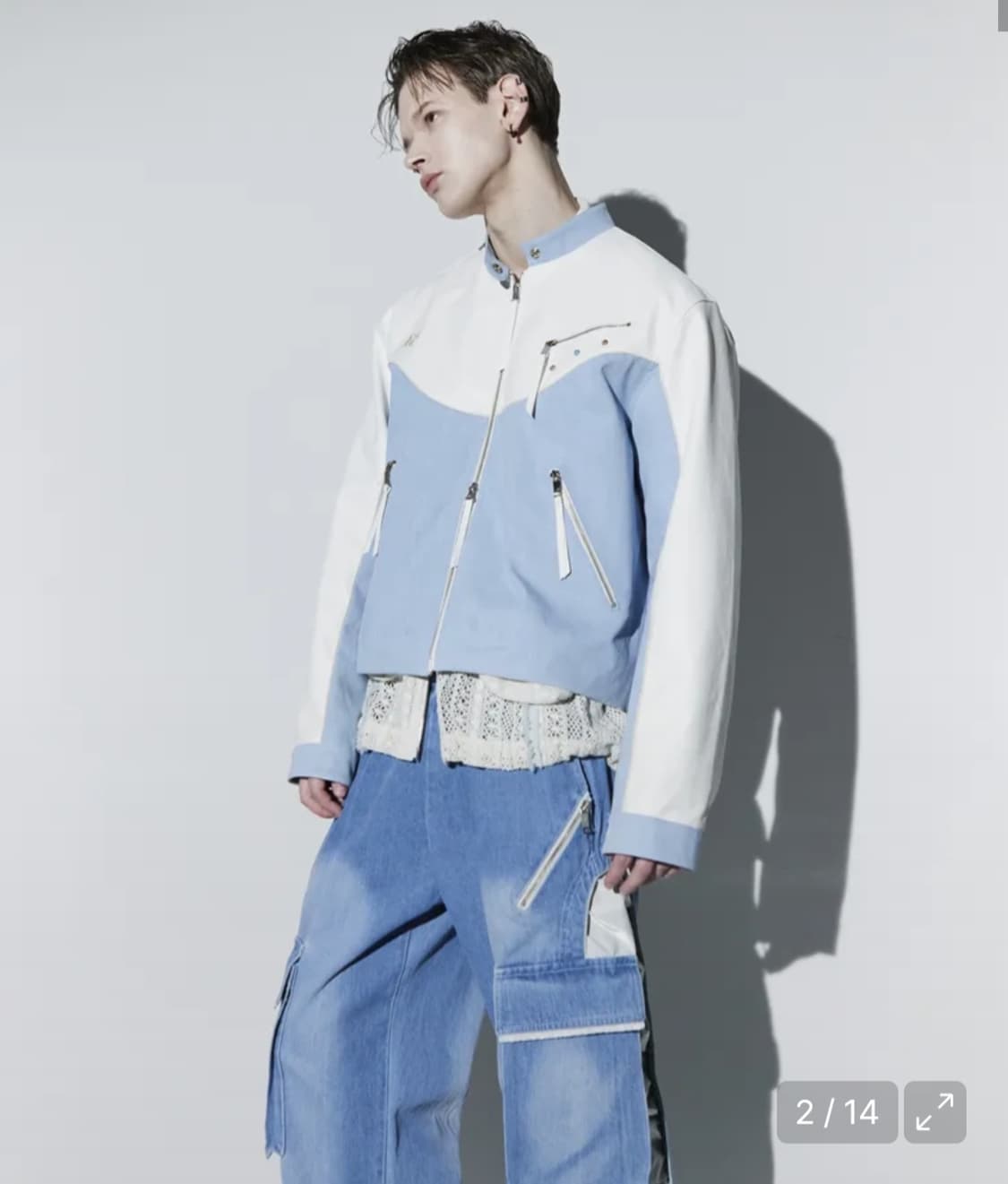 *택 있는 새상품* 알에스에스씨 레더&데님바이커자켓 상품이미지7