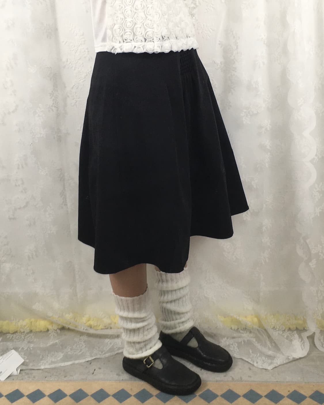 JPN black silk blend midi skirts 상품이미지2