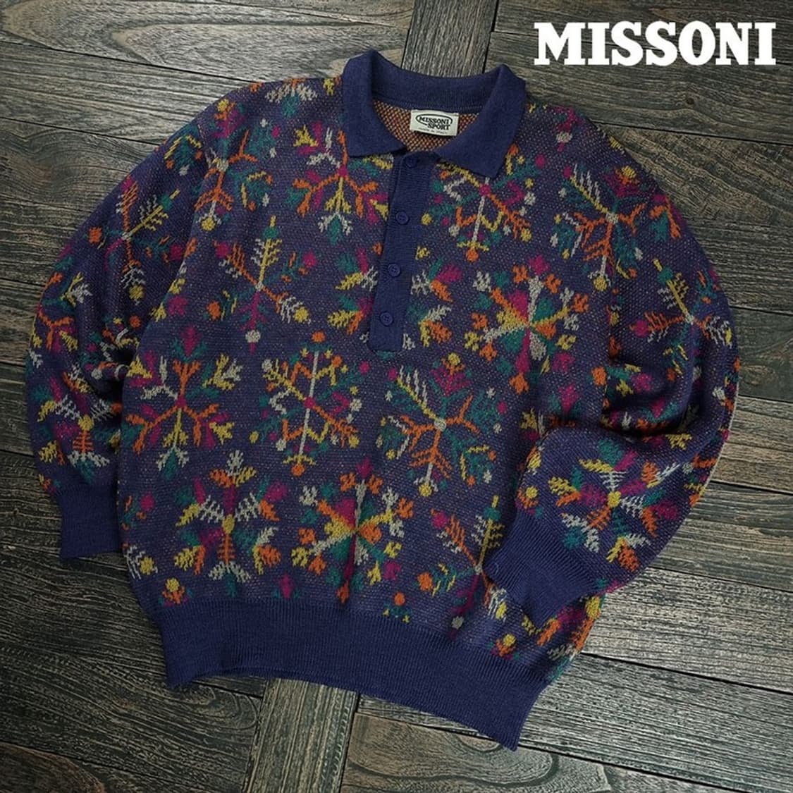 [미쏘니] 빈티지 에스닉 패턴 루즈핏 카라 니트 P01515 상품이미지1