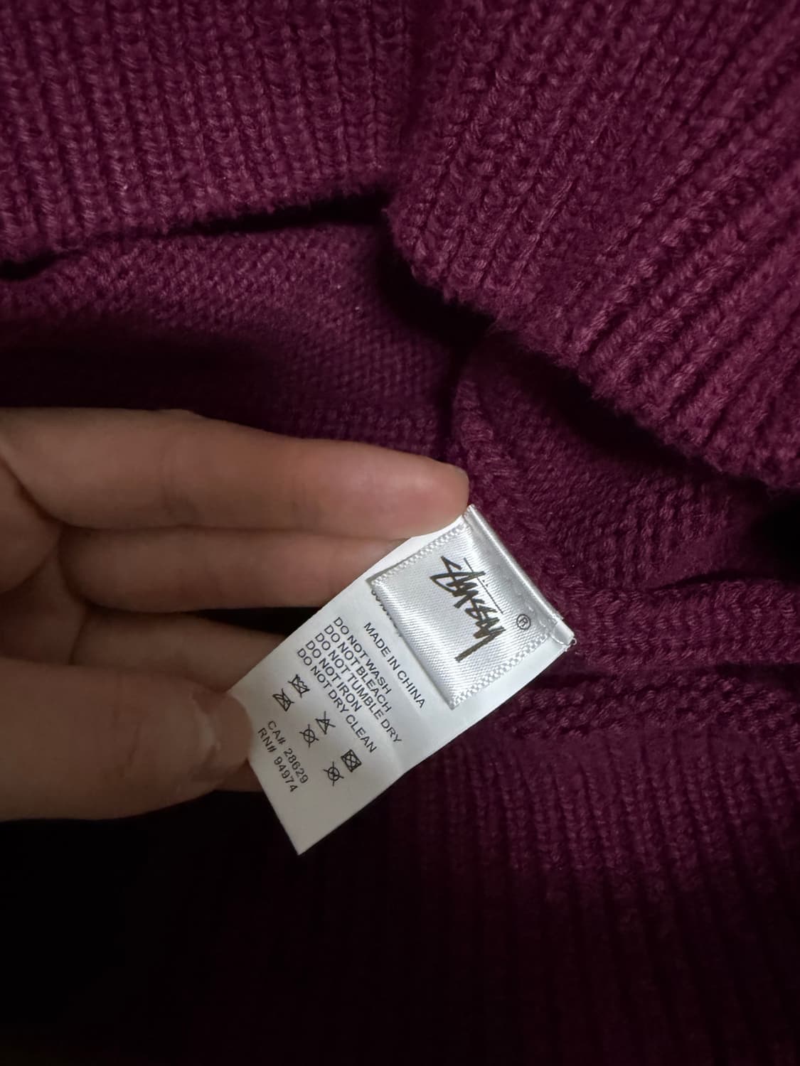 스투시 s 컬리 니트 버건디 티셔츠 상품이미지3