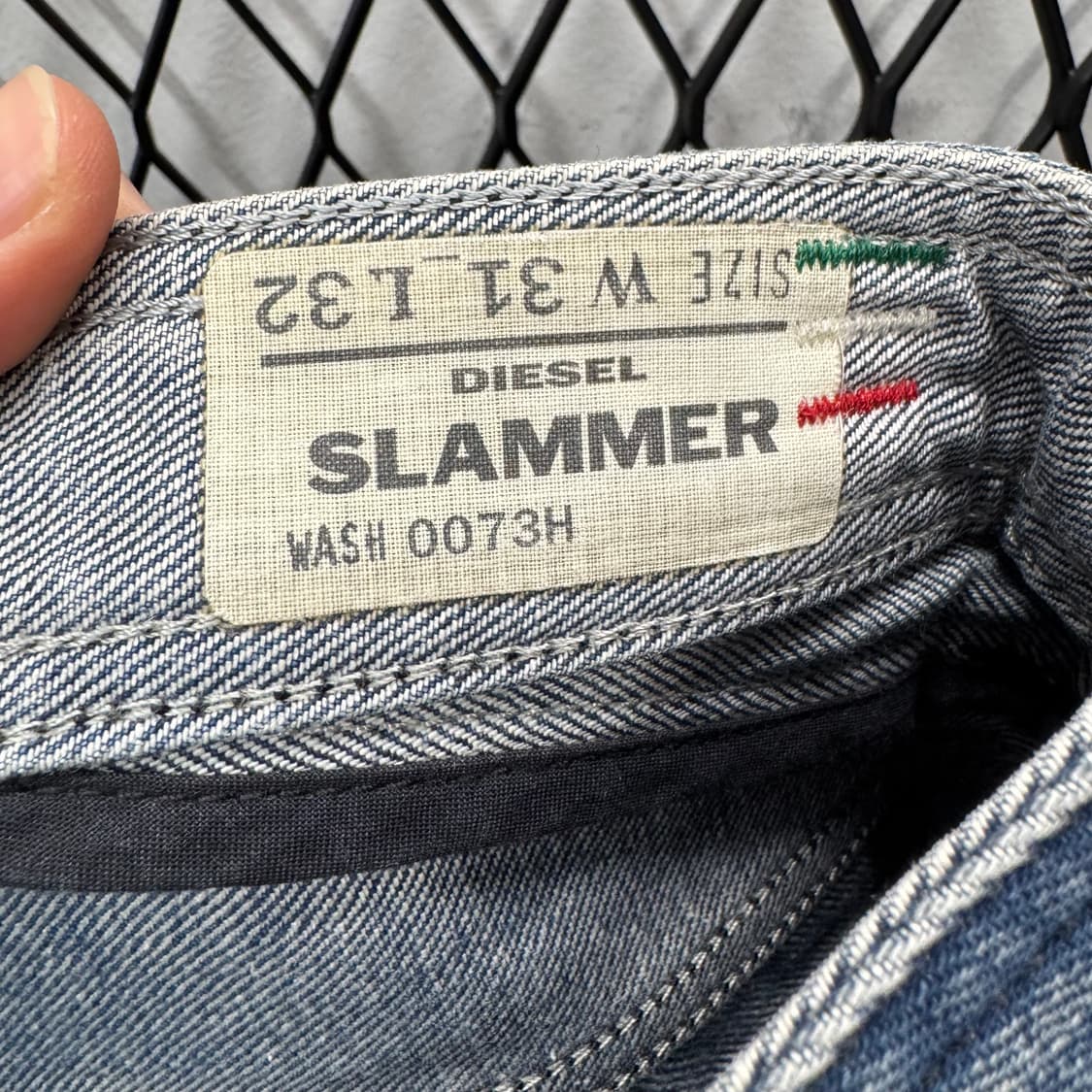 00s 디젤 인더스트리 데님 팬츠 후면 레더 집업 포켓 포인트 중청 상품이미지9