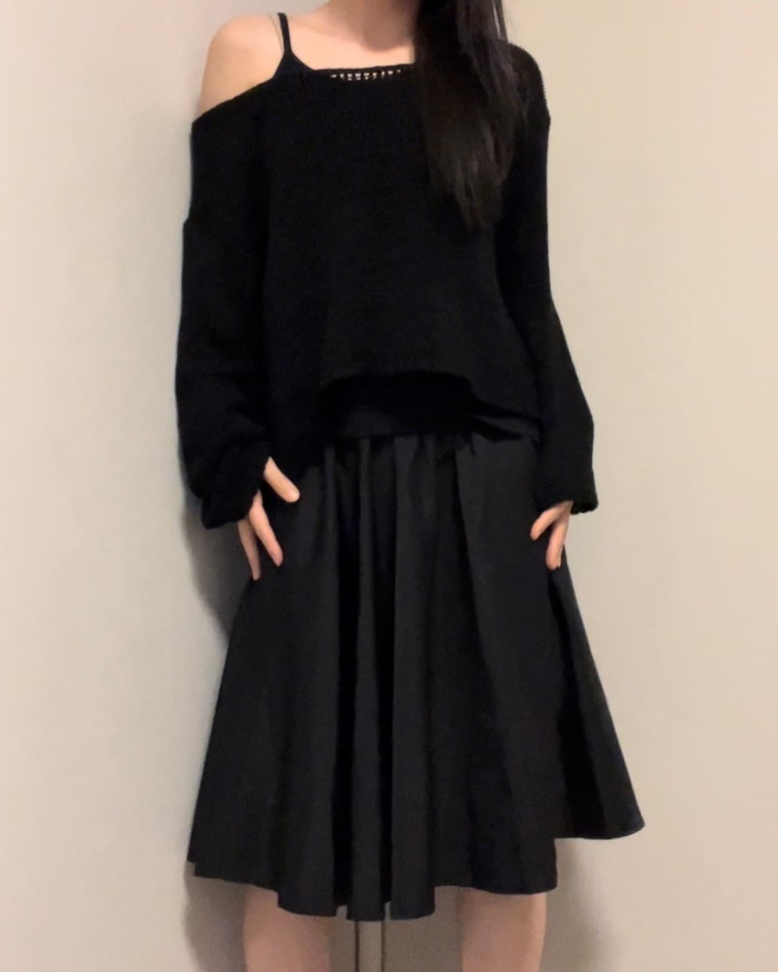 black mesh knit sleeve 상품이미지2