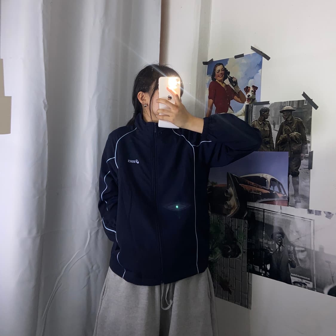 아식스 네이비 스카이블루 로고 자수 져지 S 상품이미지3